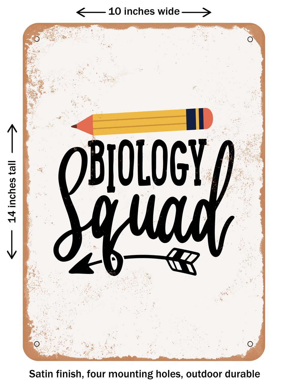 DECORATIVE METAL SIGN - Biology Squad - Vintage Rusty Look